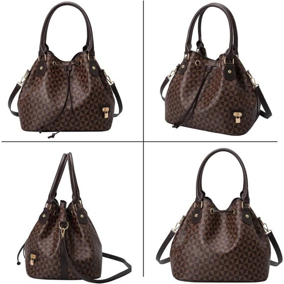 🆕Women Black Designer Bucket Shoulder Bag Fashion Top-Handle Drawstring Handbag - Picture 7 of 7